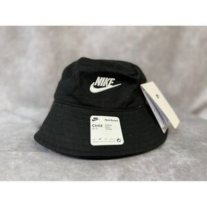 Nike 8A3085-023 Kids Bucket Hat Black Cotton APEX Unisex Size 4/7